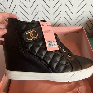 Juicy Couture Black Quilted Wedge Sneakers